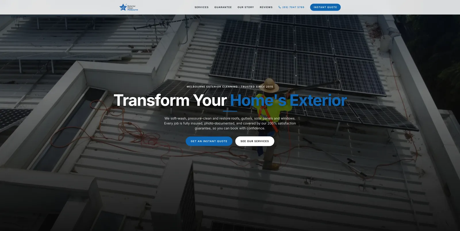 Captură din site-ul Exterior Clean Melbourne