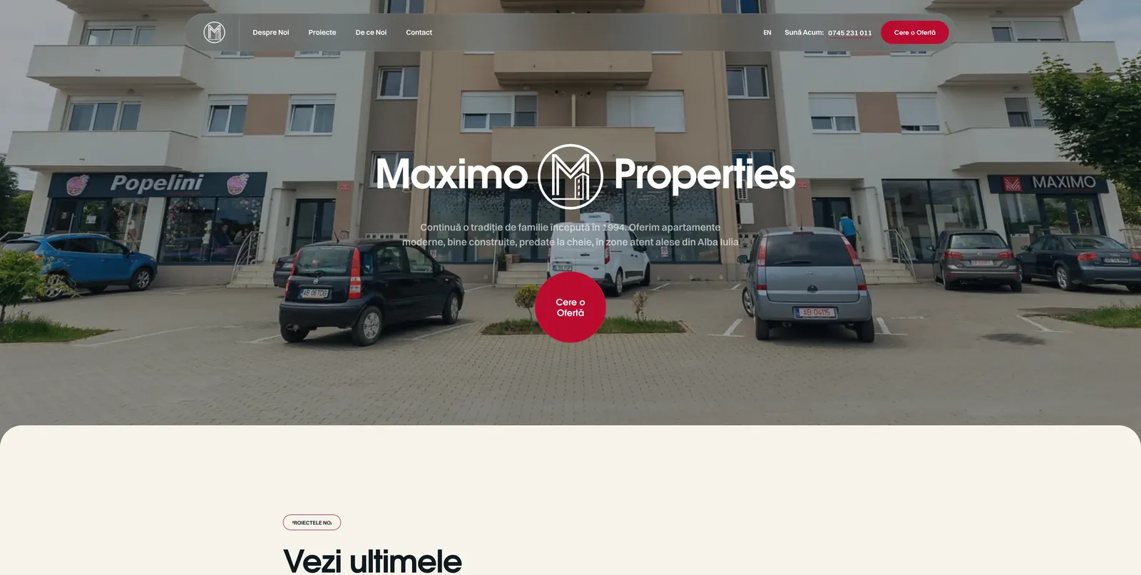 Captură din site-ul Maximo Properties