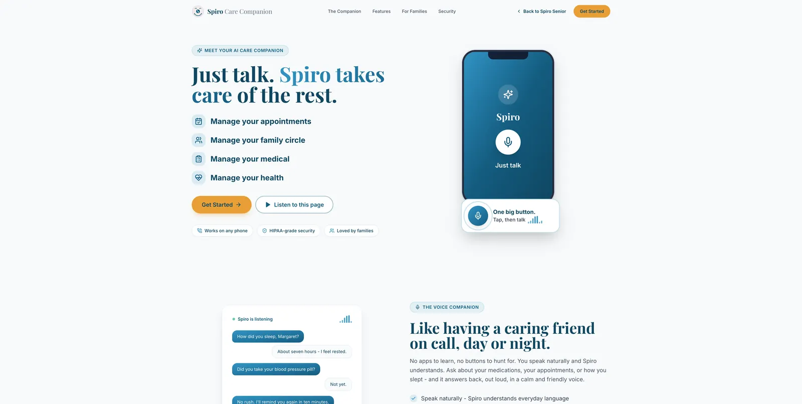 Captură din site-ul Spiro Senior Options