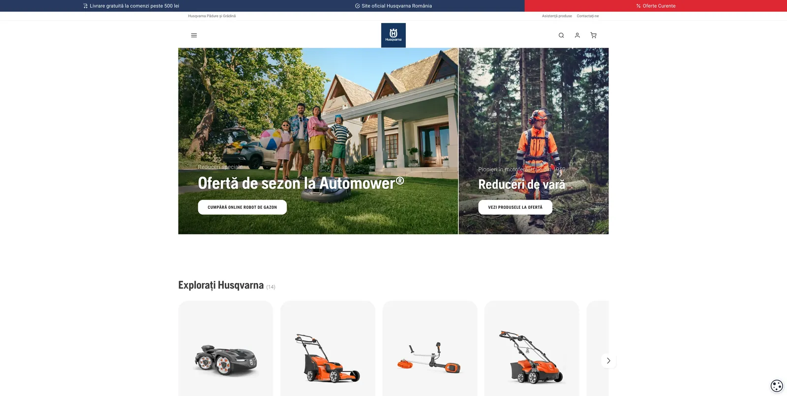 Captură din site-ul Husqvarna România