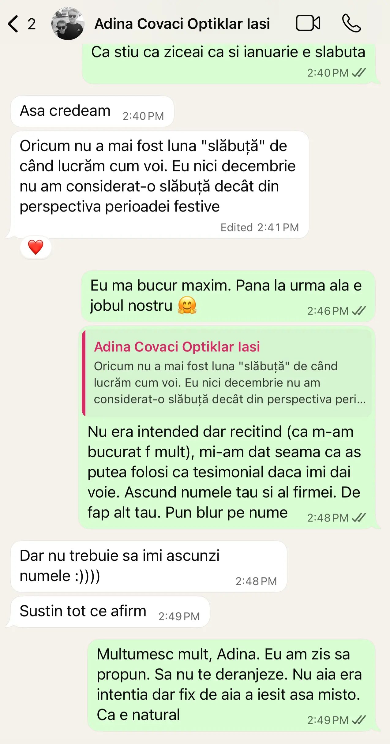 Mesaj real de la un client Vargas Digital - testimonial #11